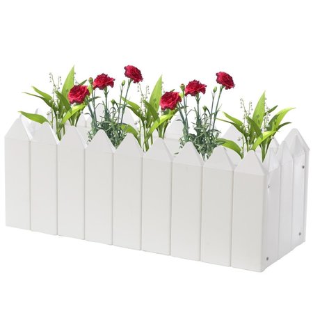 INVERNACULO 10.5 x 27 x 10.5 in. Rectangular Traditional Fence Design Vinyl Planter Box IN2641929